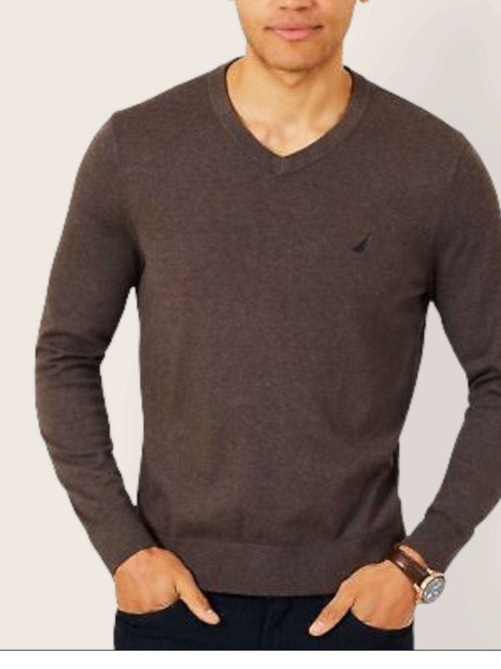 NAUTICA | Navtech Sweater Sable Heather with Temp Control & Comfort Stretch